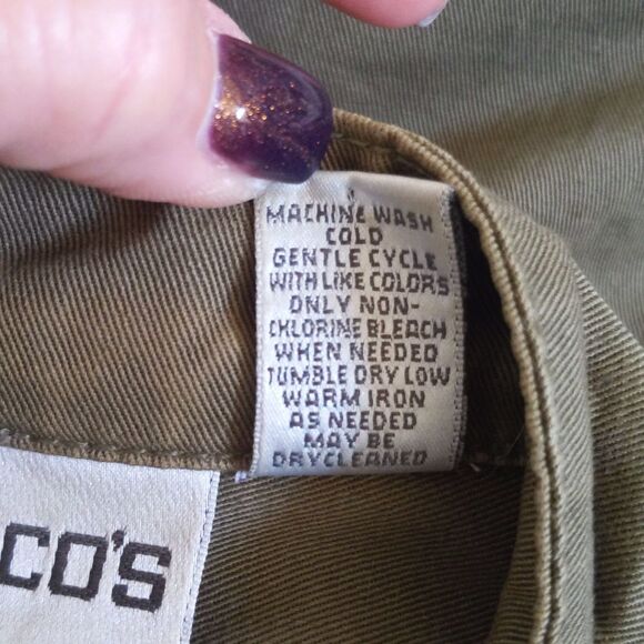 Chico's army green button up round neck utility jacket, cotton, Chico's size 1 - Picture 6 of 7